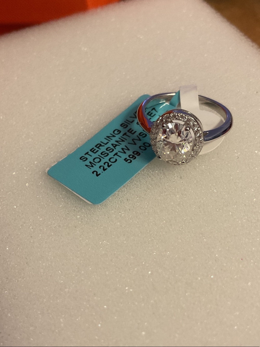 925 Sterling Silver Halo Moissanite Ring